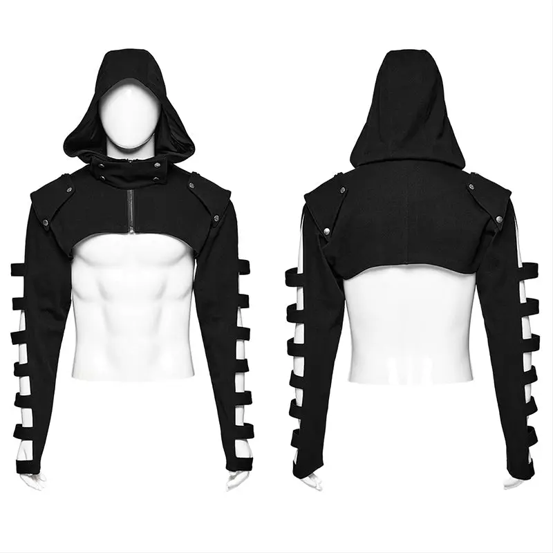 Stand Up Collar Darkness WY-1596XDM Mens Short Punk Jacket - Image 4
