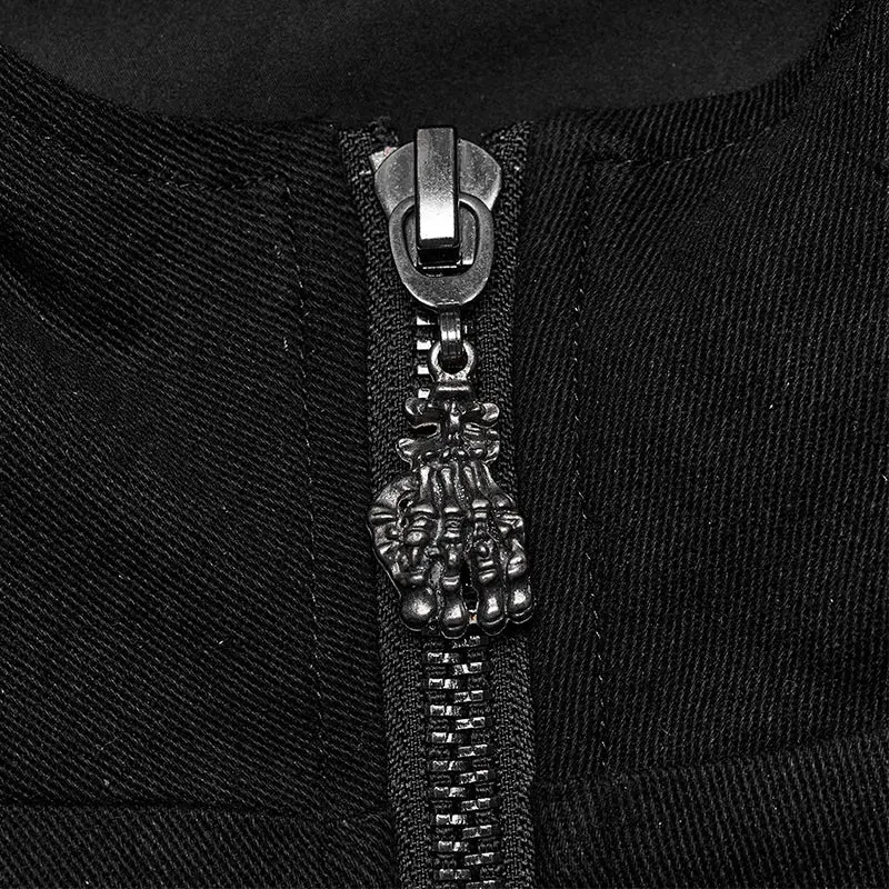 Stand Up Collar Darkness WY-1596XDM Mens Short Punk Jacket - Image 5