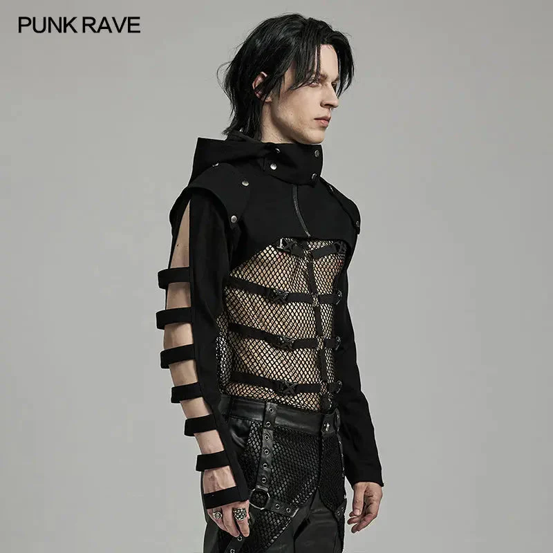 Stand Up Collar Darkness WY-1596XDM Mens Short Punk Jacket - Image 6