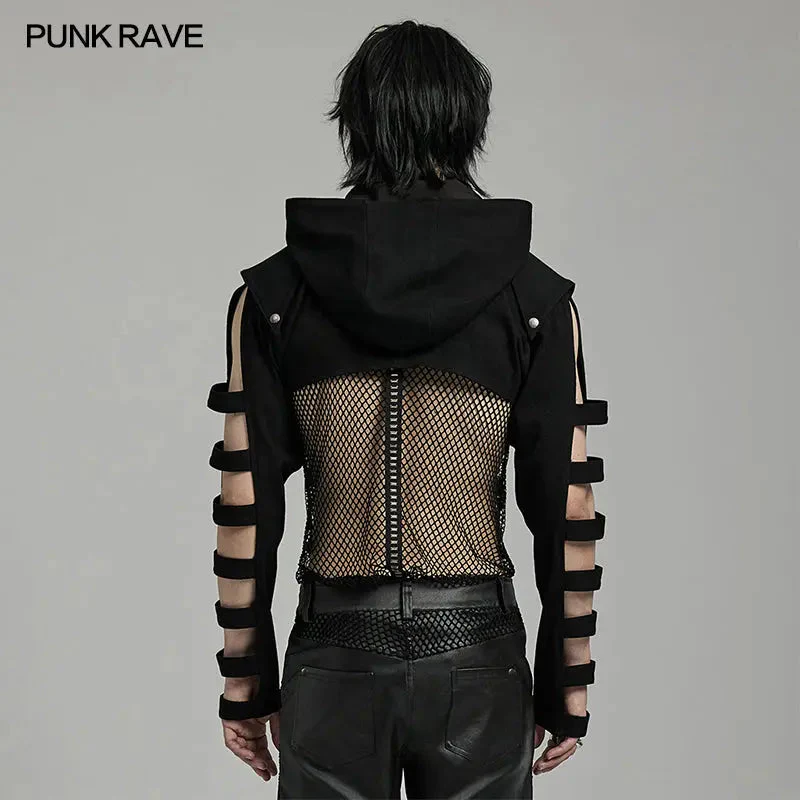 Stand Up Collar Darkness WY-1596XDM Mens Short Punk Jacket - Image 7