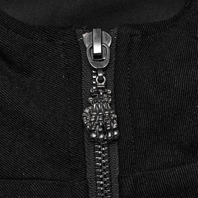 Stand Up Collar Darkness WY-1596XDM Mens Short Punk Jacket - Image 9