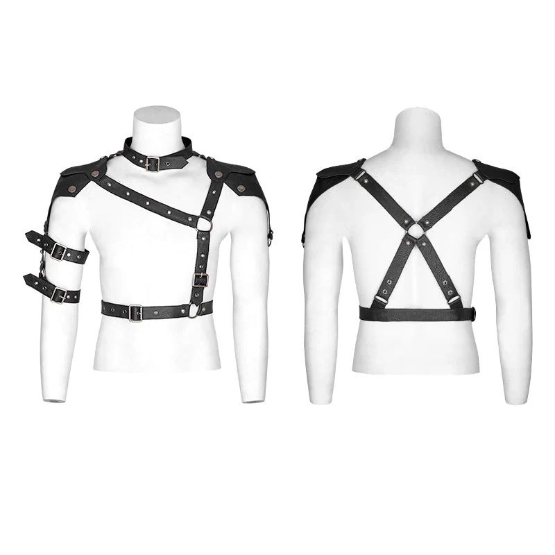 S-236 Starched black Punk Accessories Straps With Detachable Leather Loop - Image 4
