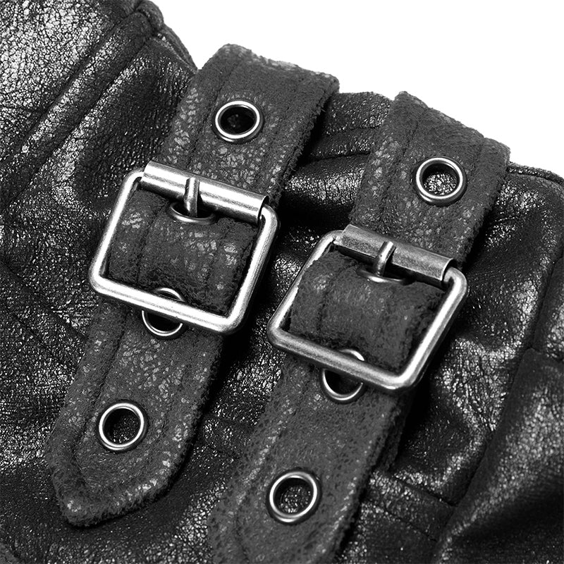 WY-961 Steam Punk Long Sleeve PU Leather Short Jacket - Image 5