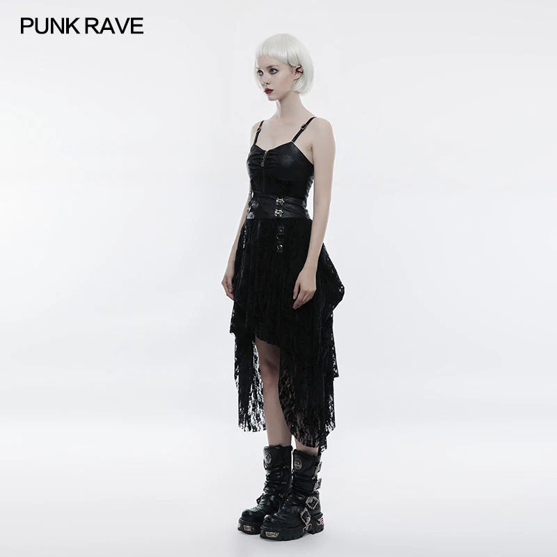 WQ-345 Steampunk Adjustable Four-Button Design Lace Dress For Women - Image 2