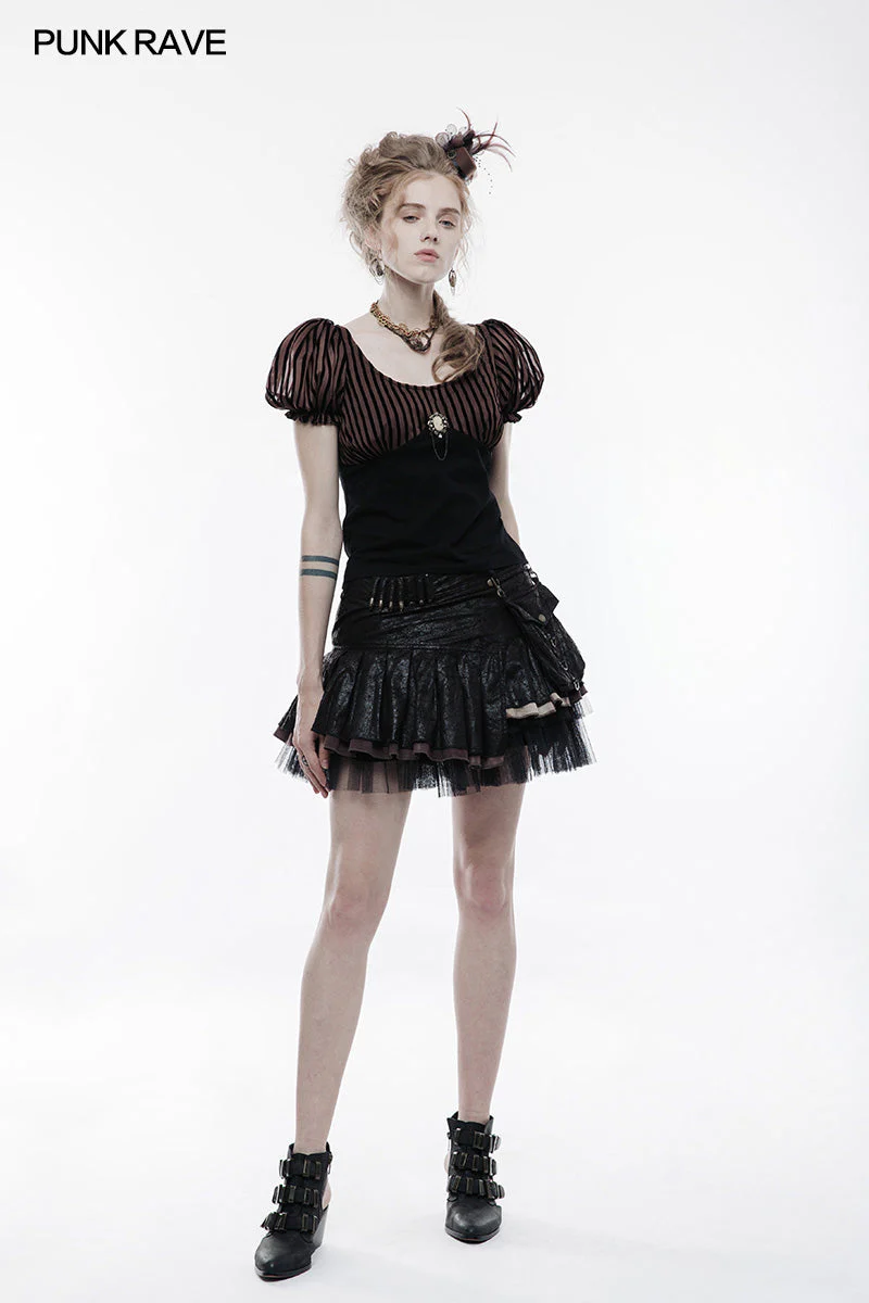 WT-489 Steampunk Brooch See Through Short Sleeve T-shirt - Image 12
