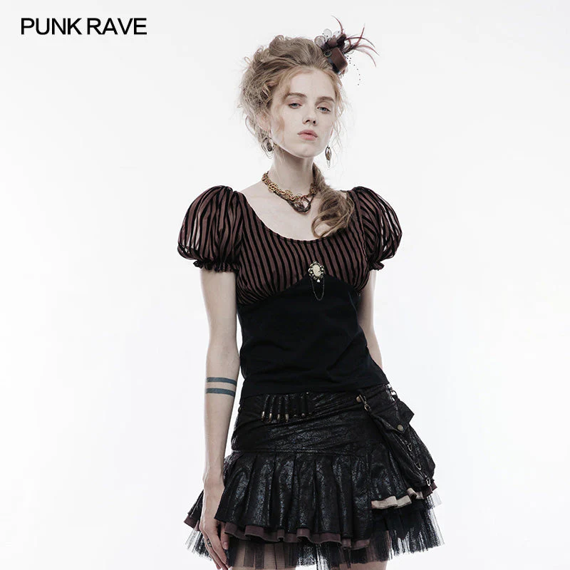 WT-489 Steampunk Brooch See Through Short Sleeve T-shirt - Image 7