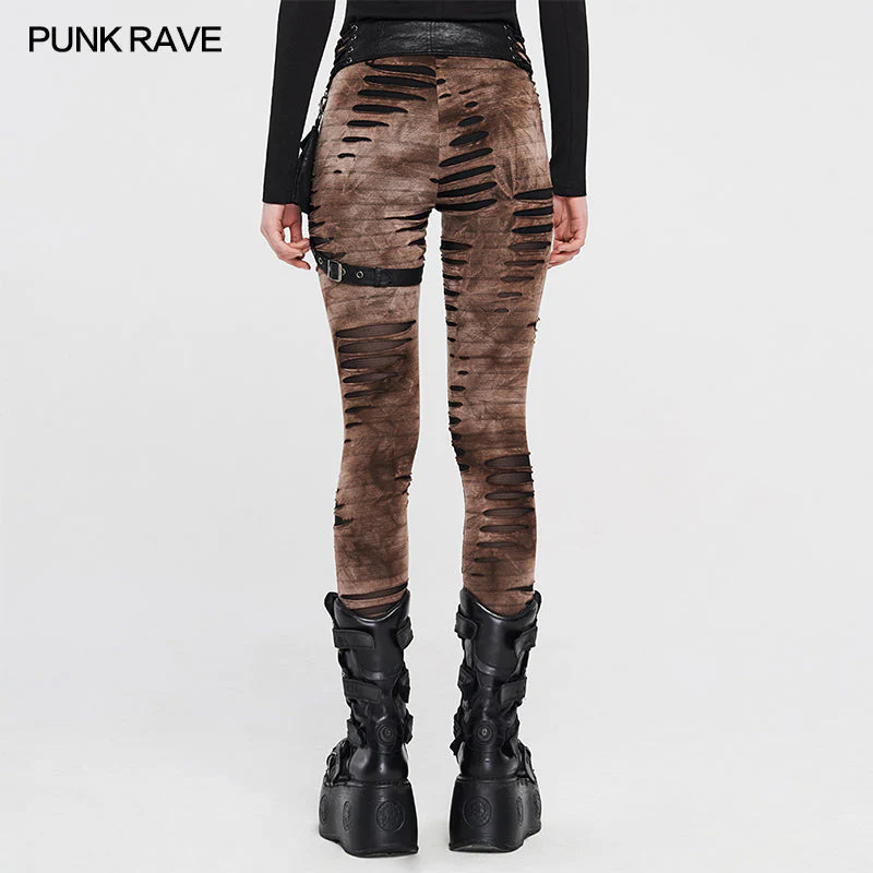 WK-421DQF Steampunk detachable waistbag leggings - Image 9