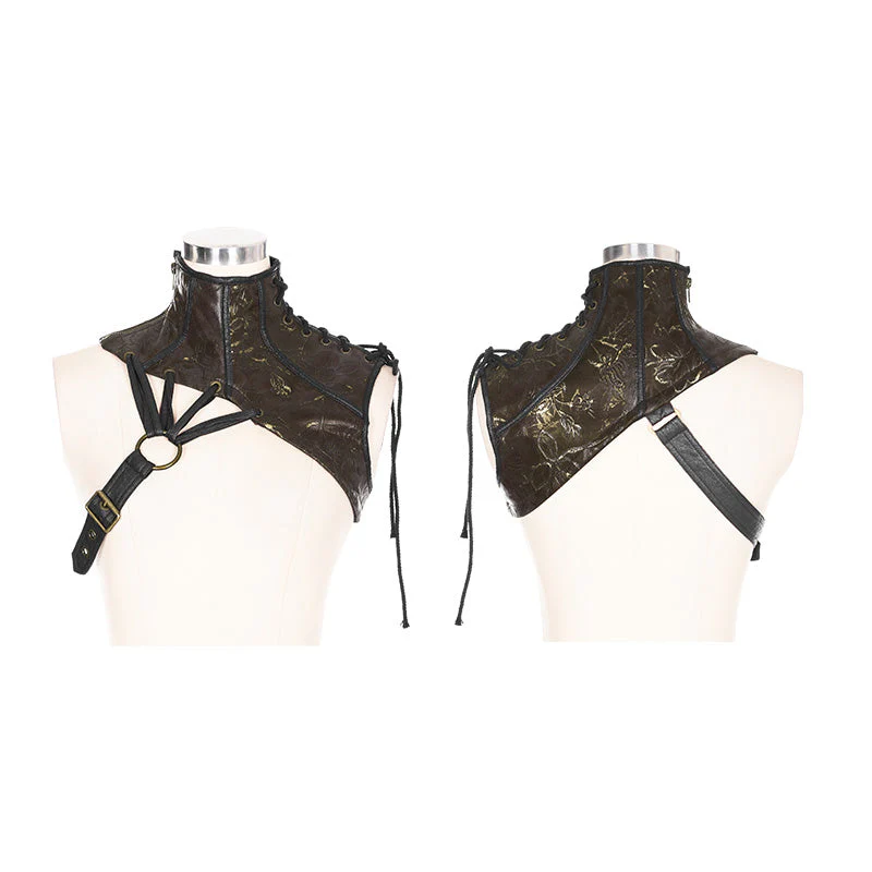 WS-260 Steampunk Embossed Leather Collar And Shoulder Harness Accessories For Women - Image 10