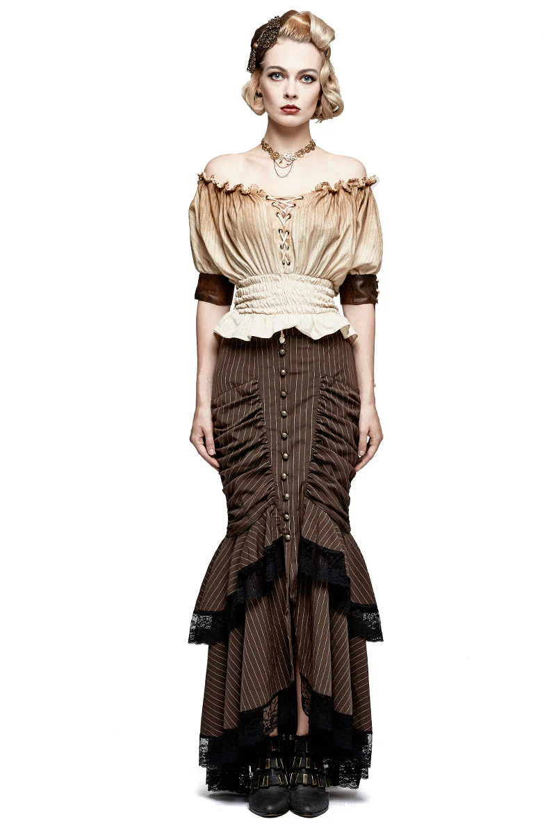 T-444 Steampunk Global Top Fashion Reversible Synthetic Slash Neck Punk T-shirts - Image 12