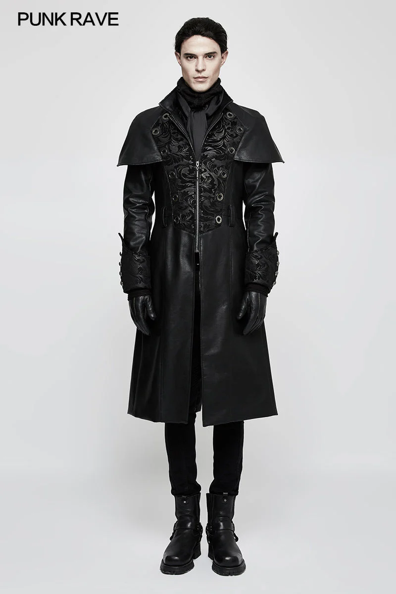 Y-802 Steampunk Gorgeous Vintage Leather Punk Coat Medium Style - Image 11