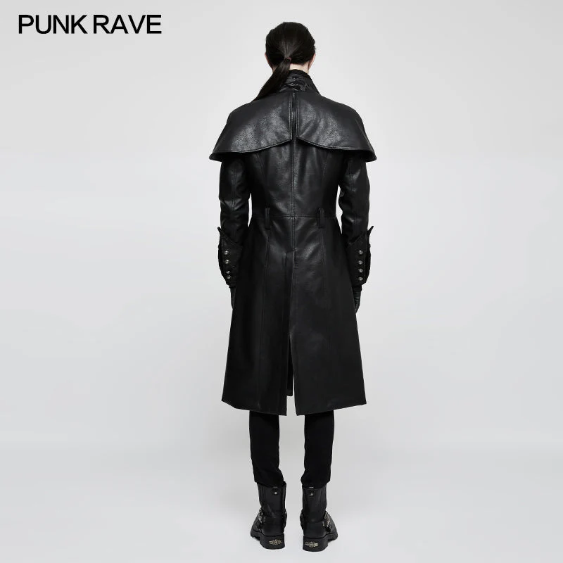 Y-802 Steampunk Gorgeous Vintage Leather Punk Coat Medium Style - Image 3
