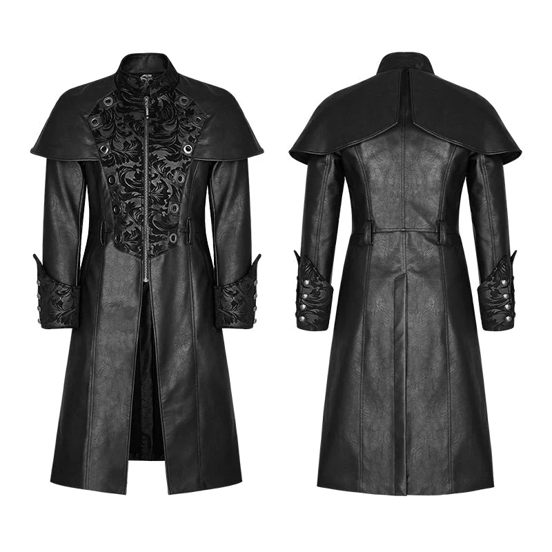 Y-802 Steampunk Gorgeous Vintage Leather Punk Coat Medium Style - Image 4