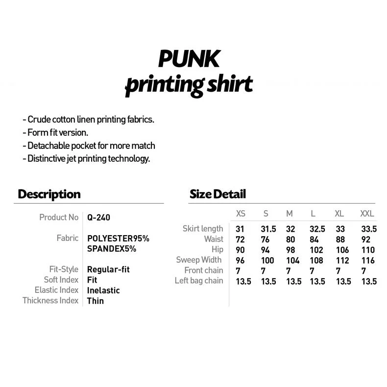 Q-240 Steampunk Grey Denim Mini Skinny Punk Skirt - Image 6