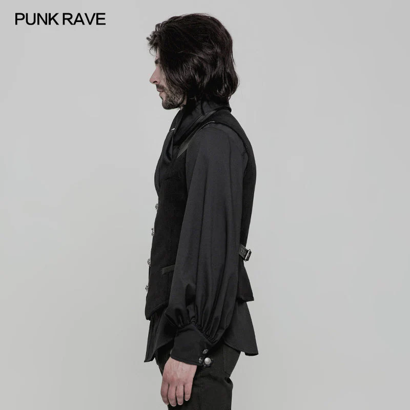 WY-862 Steampunk Heavy Twilled Woven Breasted Waistcoat For Men - Image 2