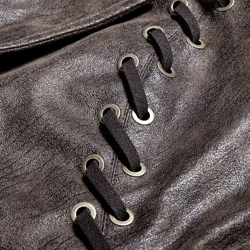 Y-731 Steampunk Hot Stamping Dovetail Woven Punk Jacket With Removable Hem - Image 5