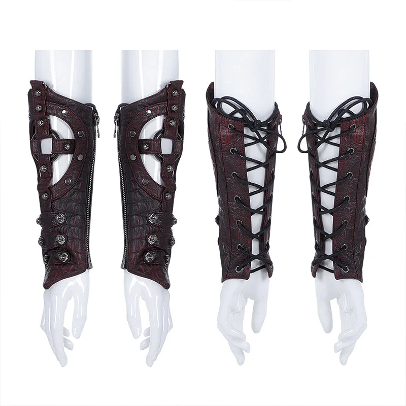 WS-338 Steampunk Imitation Crocodile PU Gloves - Image 8