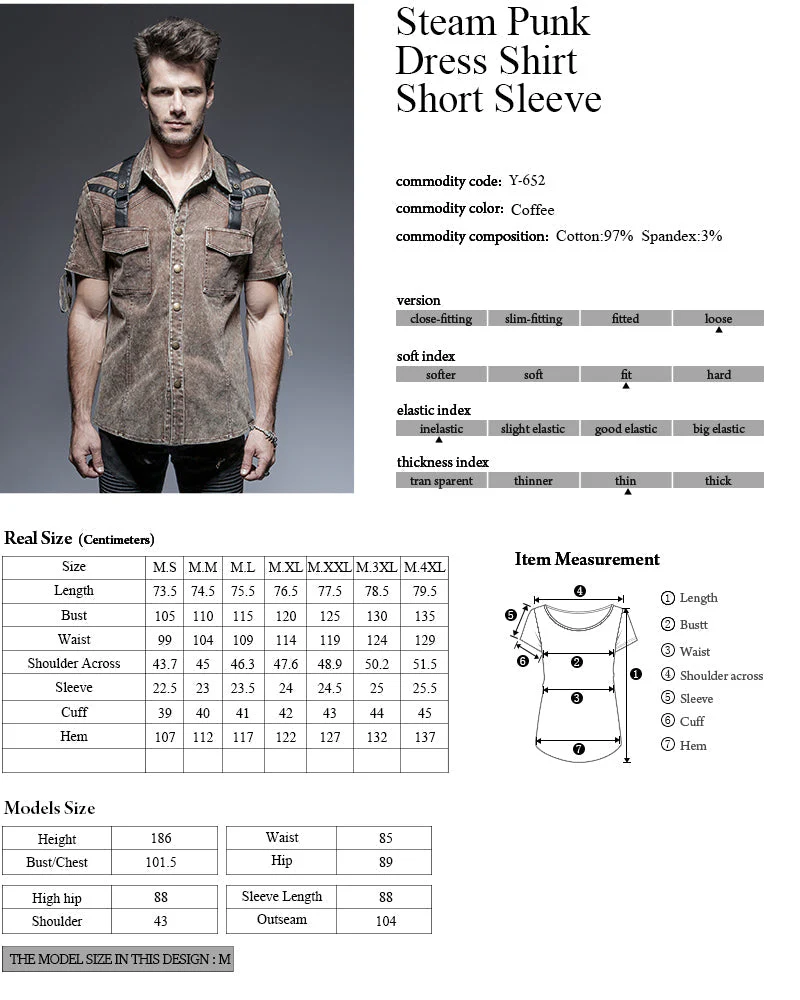 Y-652 Steampunk Military Punk Shirts For Man With Double Pockets - Image 6