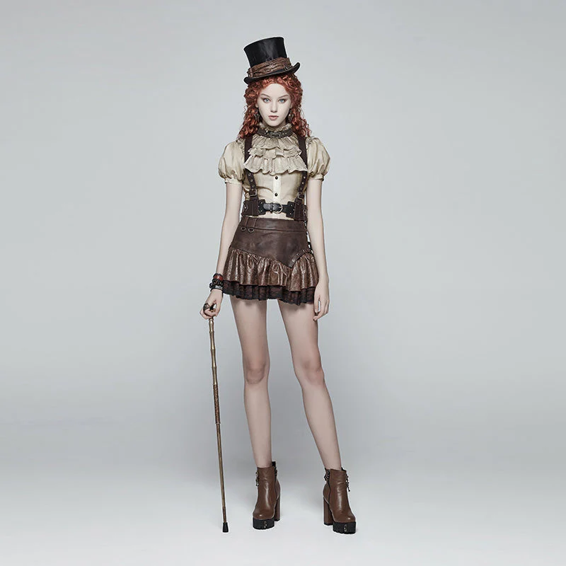 WY-988 Steampunk Puff Sleeve Shirt Short-sleeved Blouse - Image 10