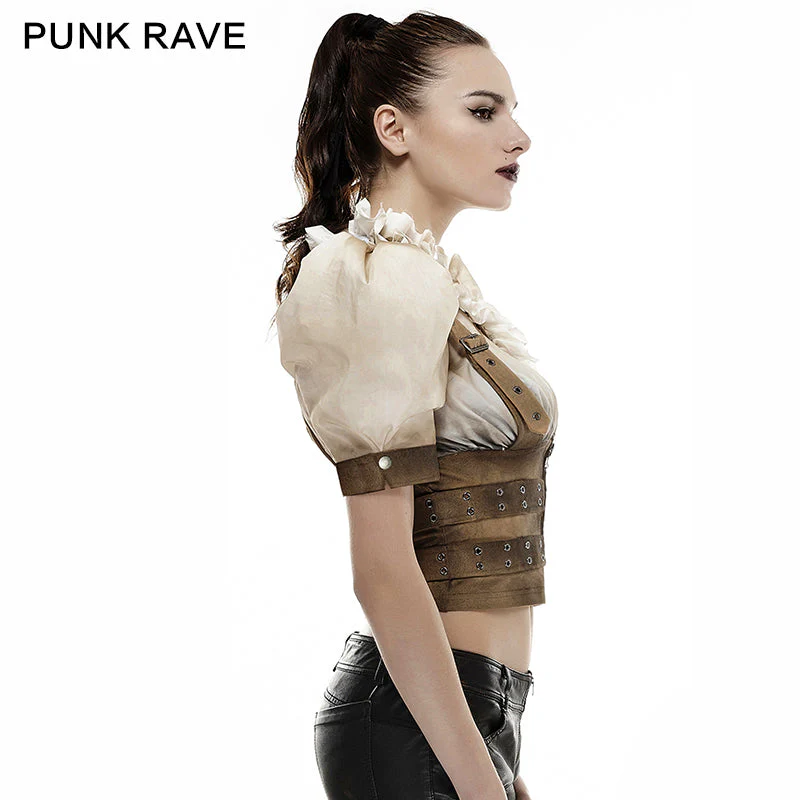 Y-669 Steampunk Sexy Skinny Punk Shirts With Roses Floral Pattern - Image 3