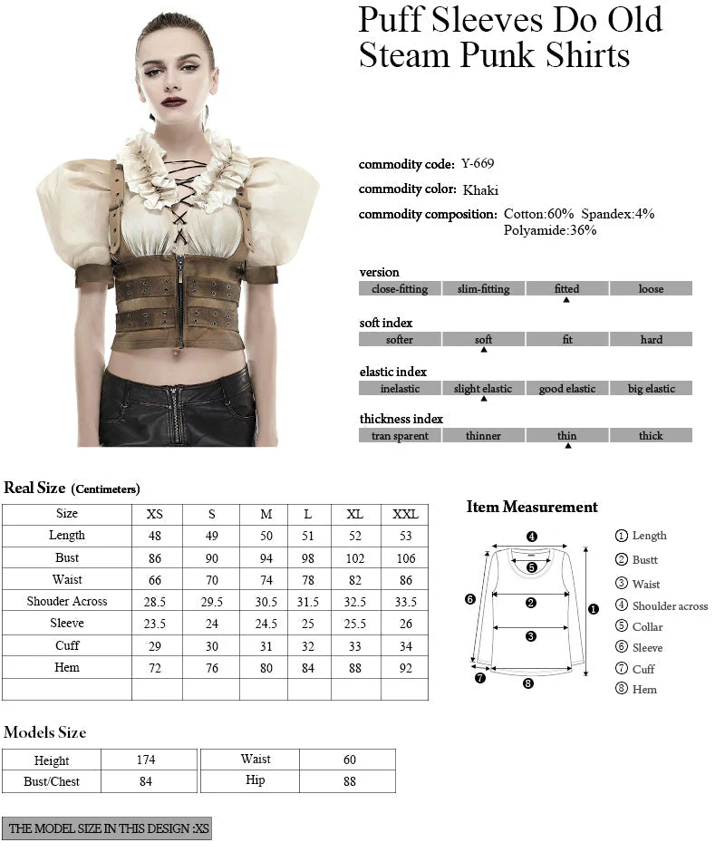 Y-669 Steampunk Sexy Skinny Punk Shirts With Roses Floral Pattern - Image 6