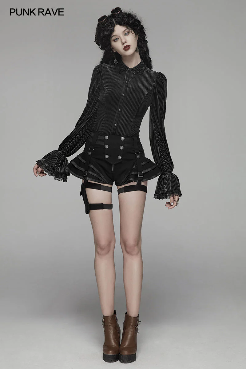 WK-373 Steampunk Short Jean lolita Pant With Adjustable Removable Belt - Image 6