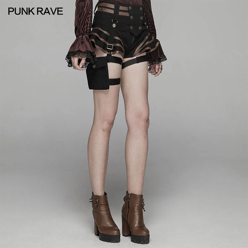 WK-373 Steampunk Short Jean lolita Pant With Adjustable Removable Belt - Image 8