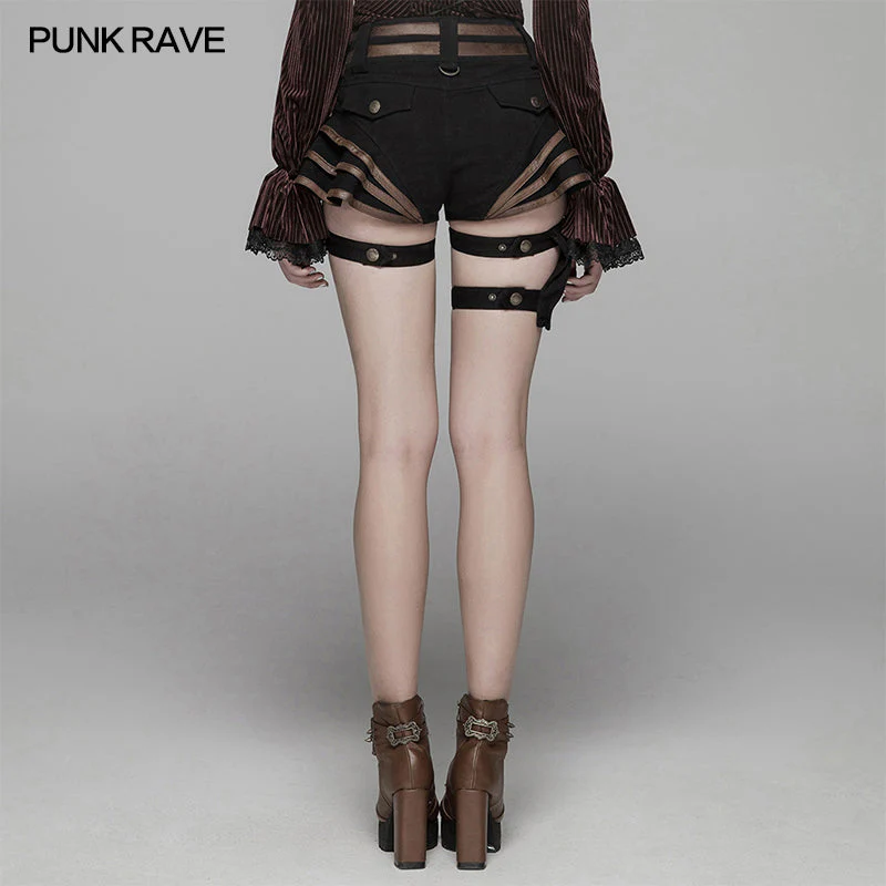 WK-373 Steampunk Short Jean lolita Pant With Adjustable Removable Belt - Image 9