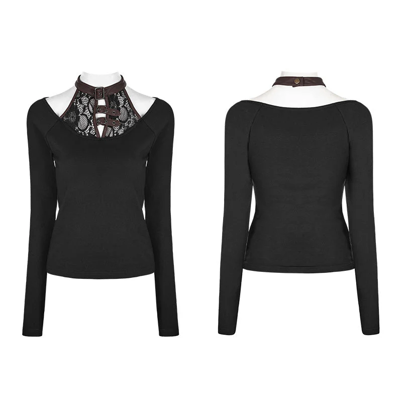 WT-491 Steampunk Simple All-match  Long Sleeve Punk T-shirt - Image 4