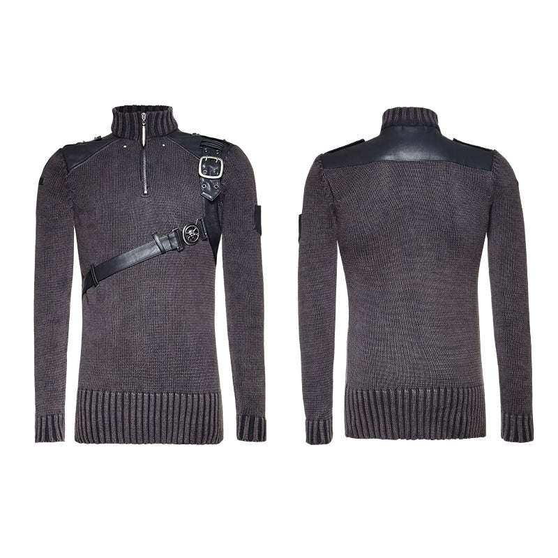 M-035 A Belt Steampunk Smoked Grey Punk Sweaters - Image 4
