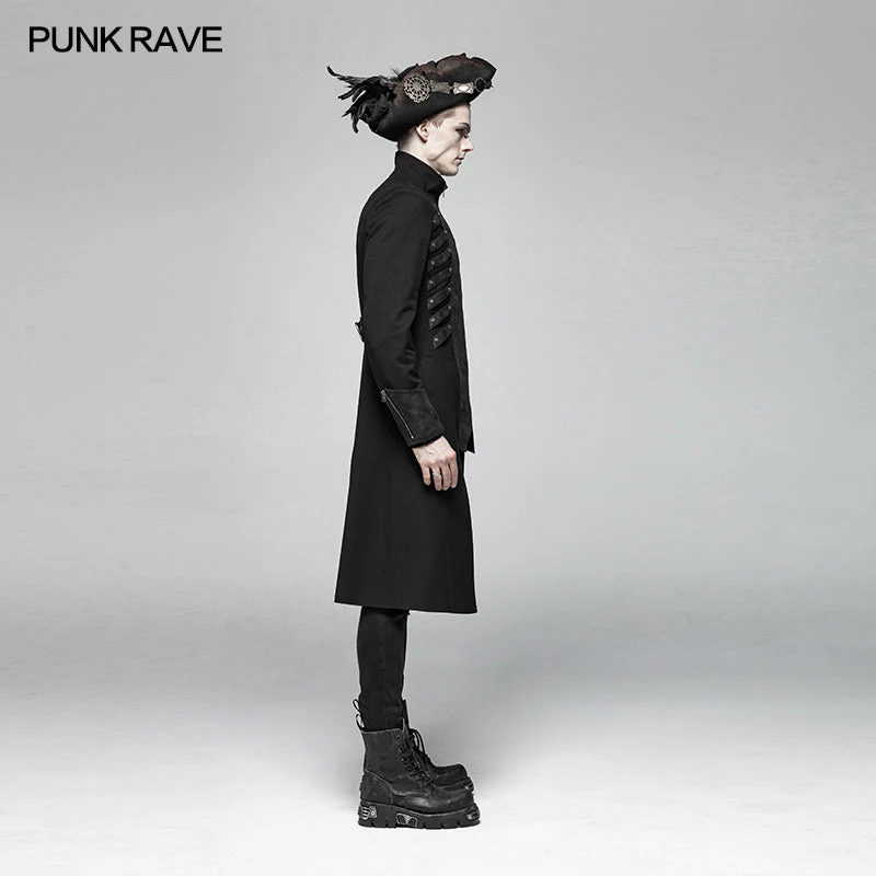 WY-1000 Steampunk Stand-up Collar Mid-length Coat - Image 2