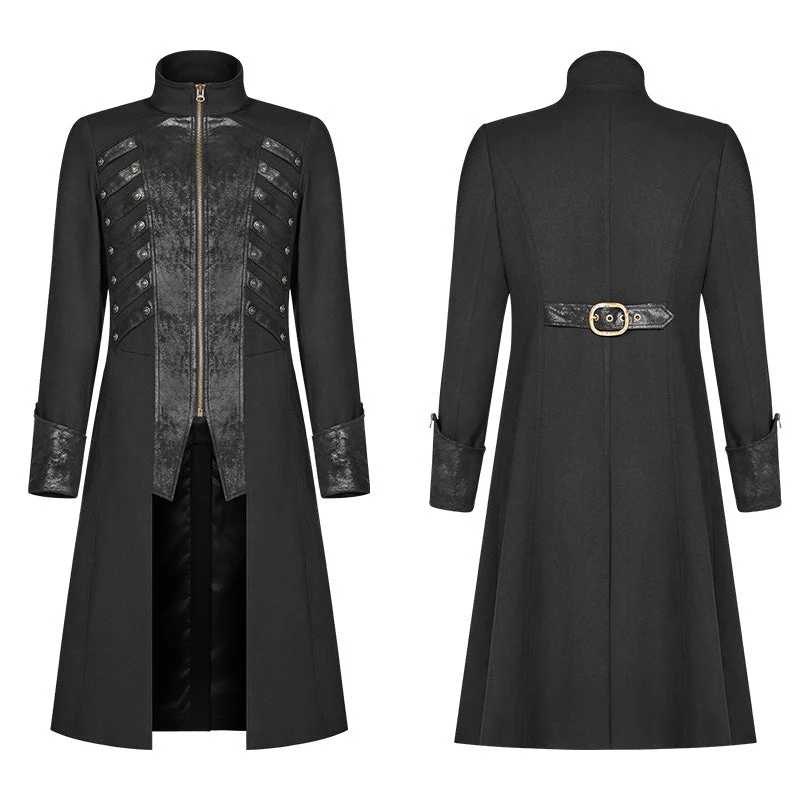 WY-1000 Steampunk Stand-up Collar Mid-length Coat - Image 5