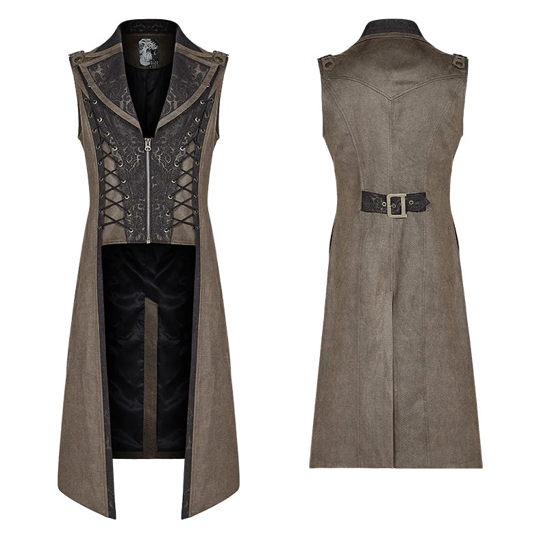 WY-1016 Steampunk The Rope Long Zipper Vest - Image 10