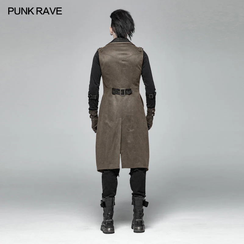 WY-1016 Steampunk The Rope Long Zipper Vest - Image 9