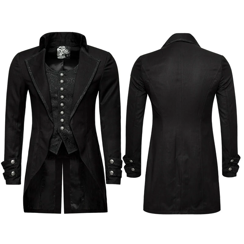 Y-750 Steampunk Vintage Jacquard Punk Jacket  Informal Style Fake Two Piece - Image 4