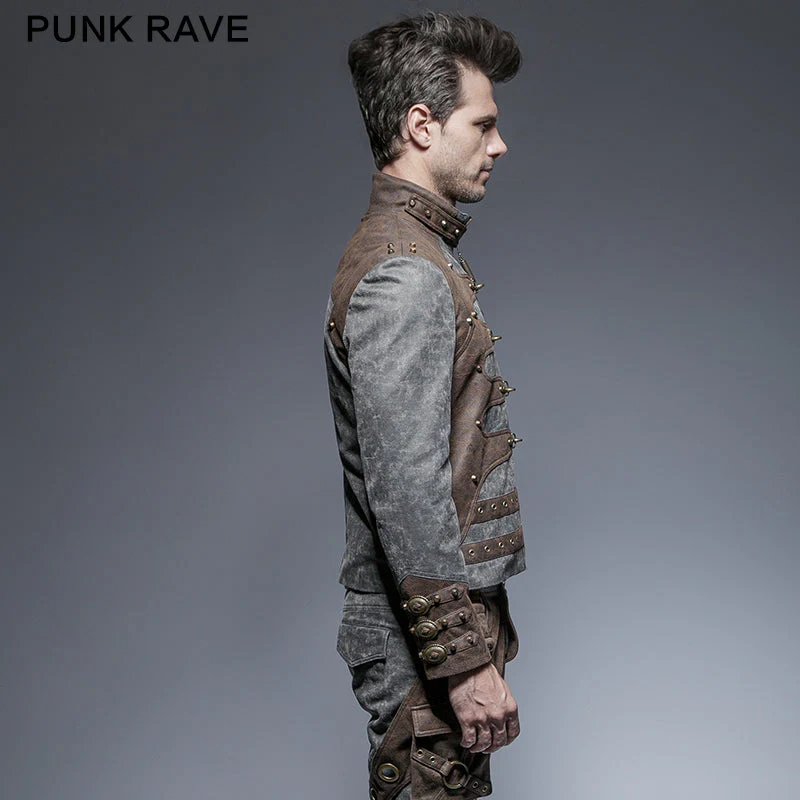 Y-646 Steampunk Zipped Short Punk Jacket With Stand-up Collar - Image 2