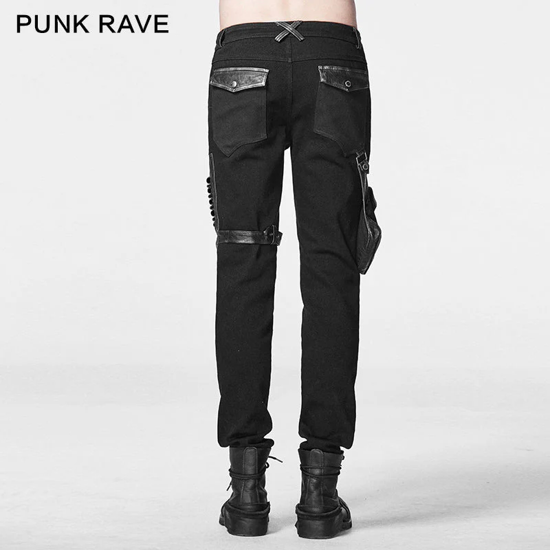 K-223 Stock Items black Punk Pants For Men - Image 3