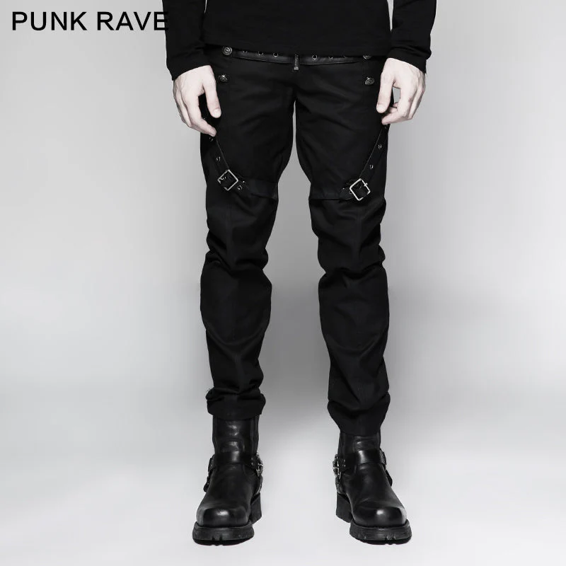 K-279 Straight-leg Trousers Men Fasteners Metal Punk Pants