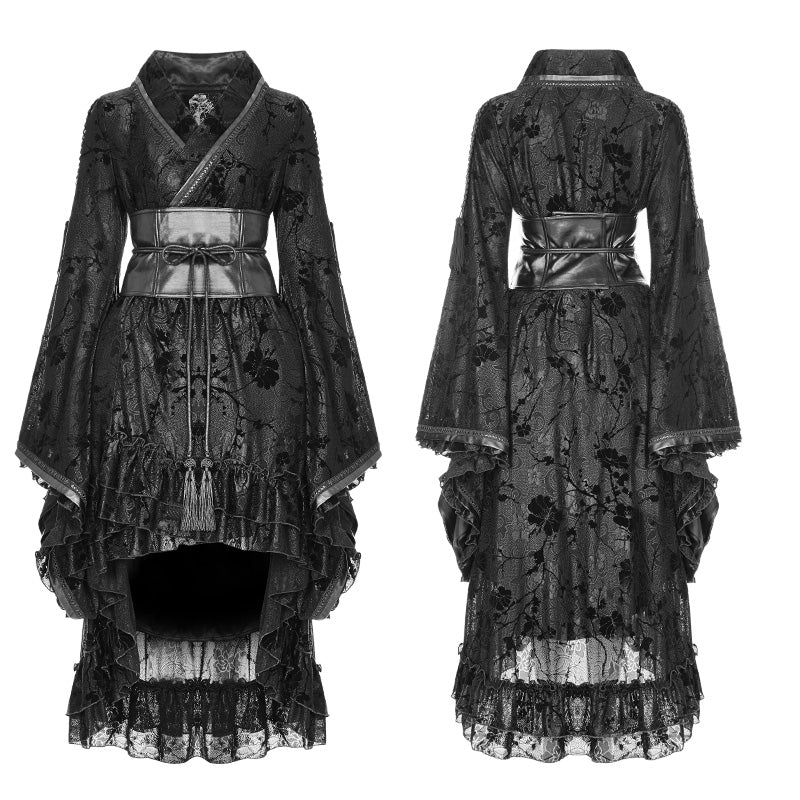 WLQ-084 Stretch Jacquard Gothic Lolita Dress Flocking Printing Kimono With Lace - Image 4