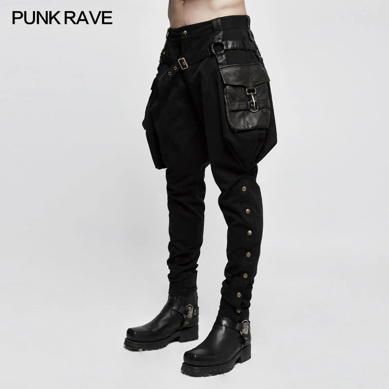 K-304 Stretch Woven Punk Pants Riding Breeches With Stereo Pockets - Image 2
