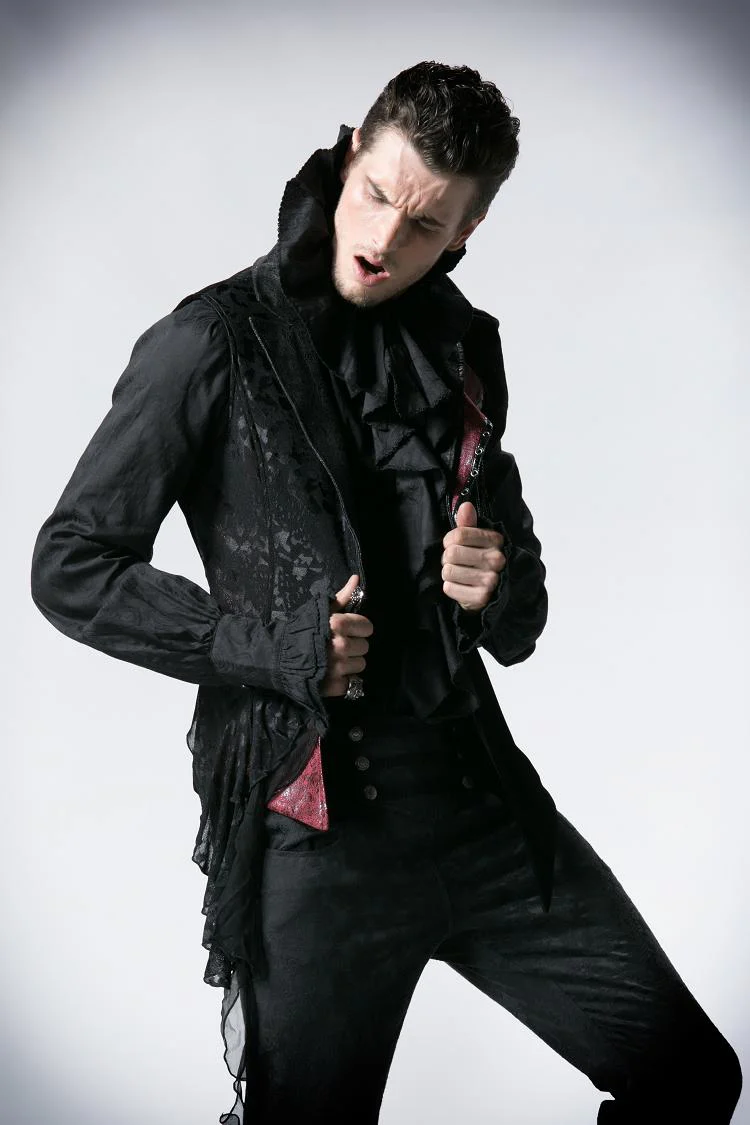 Y-362 Stylish Long Sleeve Gothic Jacket With Lotus Leaf Standing Collar - Image 2