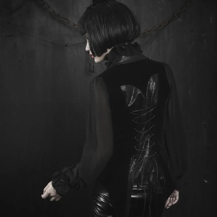 Y-362 Stylish Long Sleeve Gothic Jacket With Lotus Leaf Standing Collar - Image 5