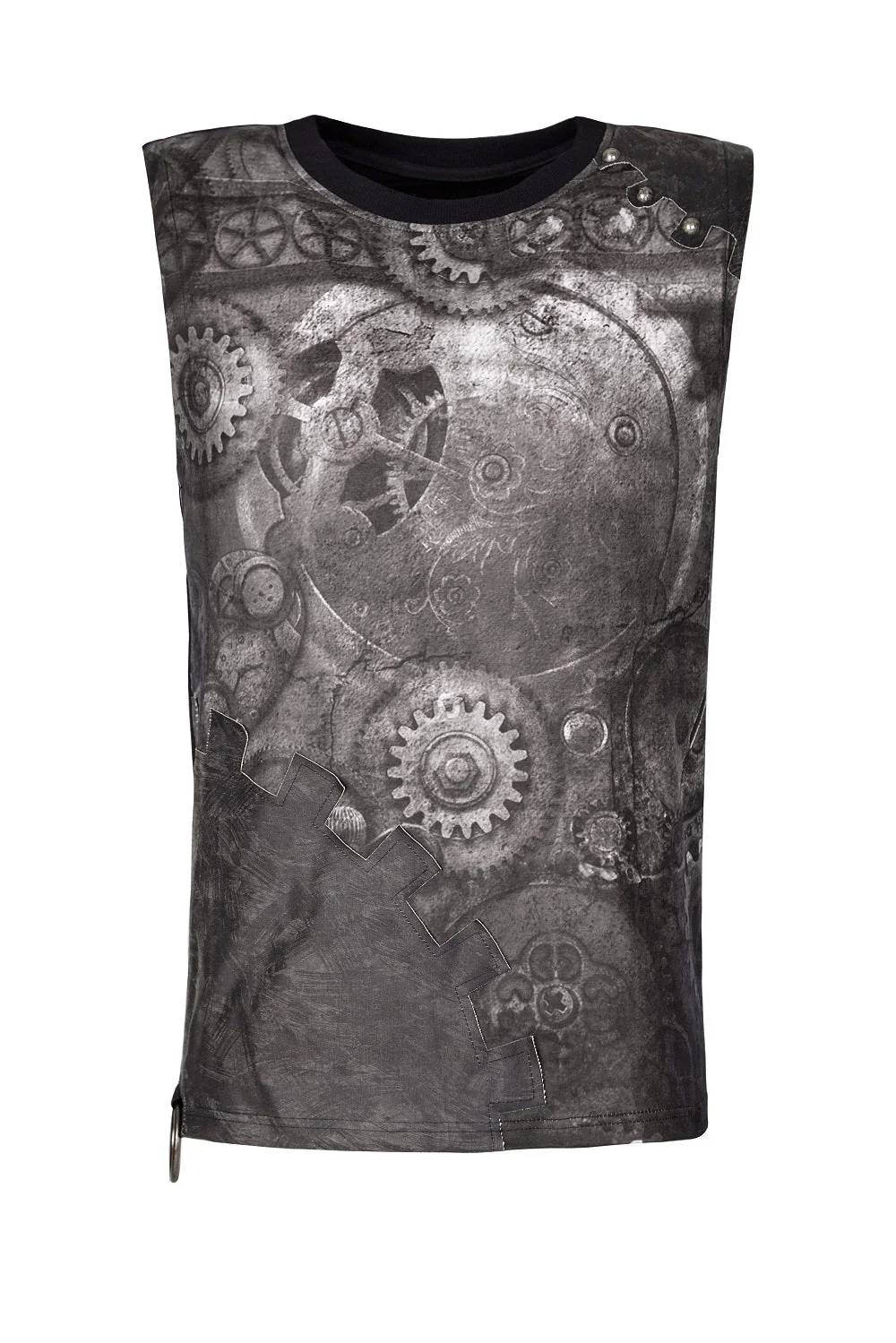 T-466 Summer Printed Mens black Sleeveless Punk Vest - Image 7