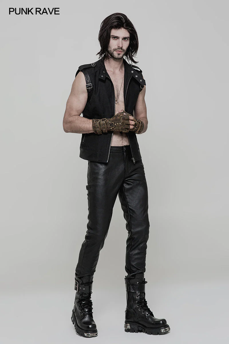 WS-252 Super Cool Steampunk Leather Gloves Men Punk Accessory - Image 10