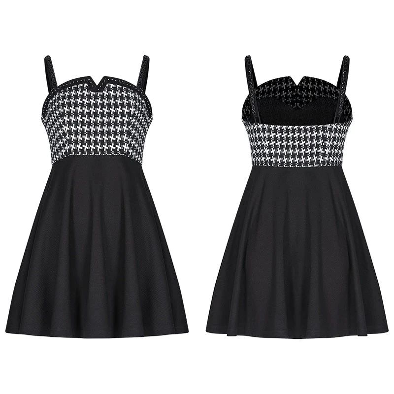 OPQ-882LQF Swallow gird stitching suspenders punk little black dress - Image 4