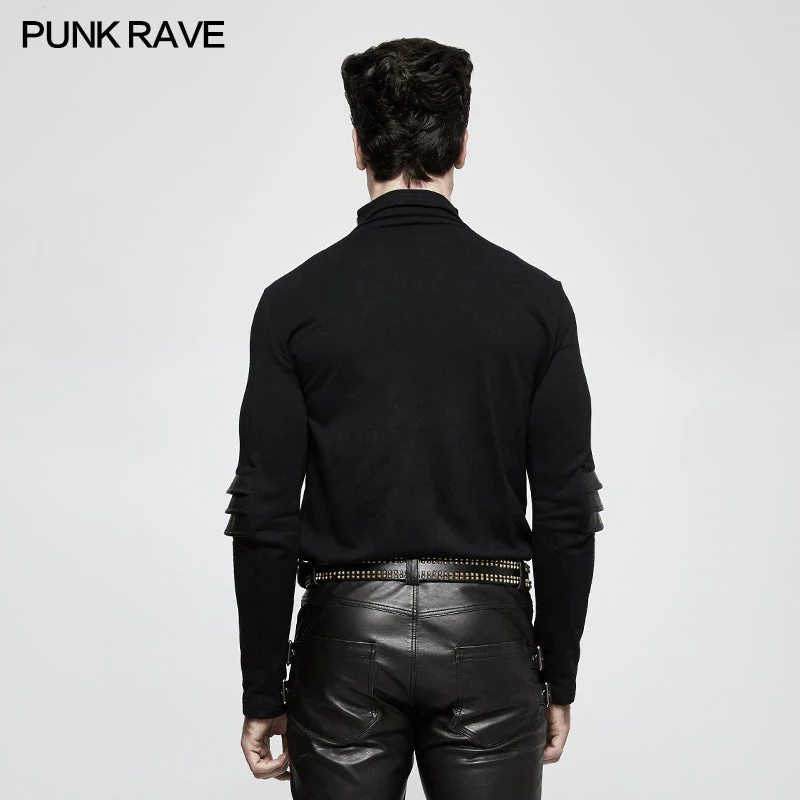 T-484 Sweater Knitted Armor Stereo Punk T-shirts With Turtleneck Collar - Image 3