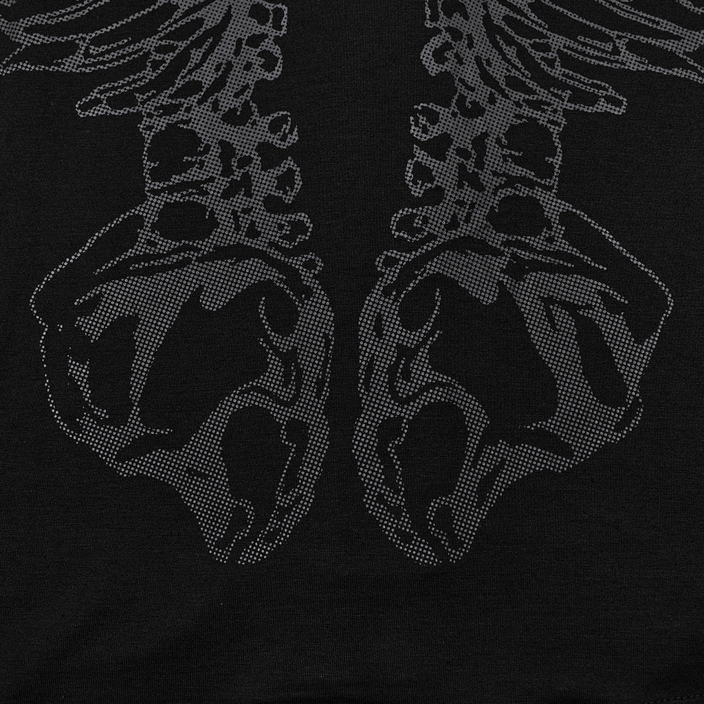 T-285 Skeleton Cutout Back Iron Chain Punk T-Shirt - Image 9