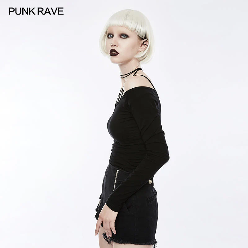 OPT-190 T Tie The Rope Strapless Long Sleeve Bottoming Shirts - Image 2