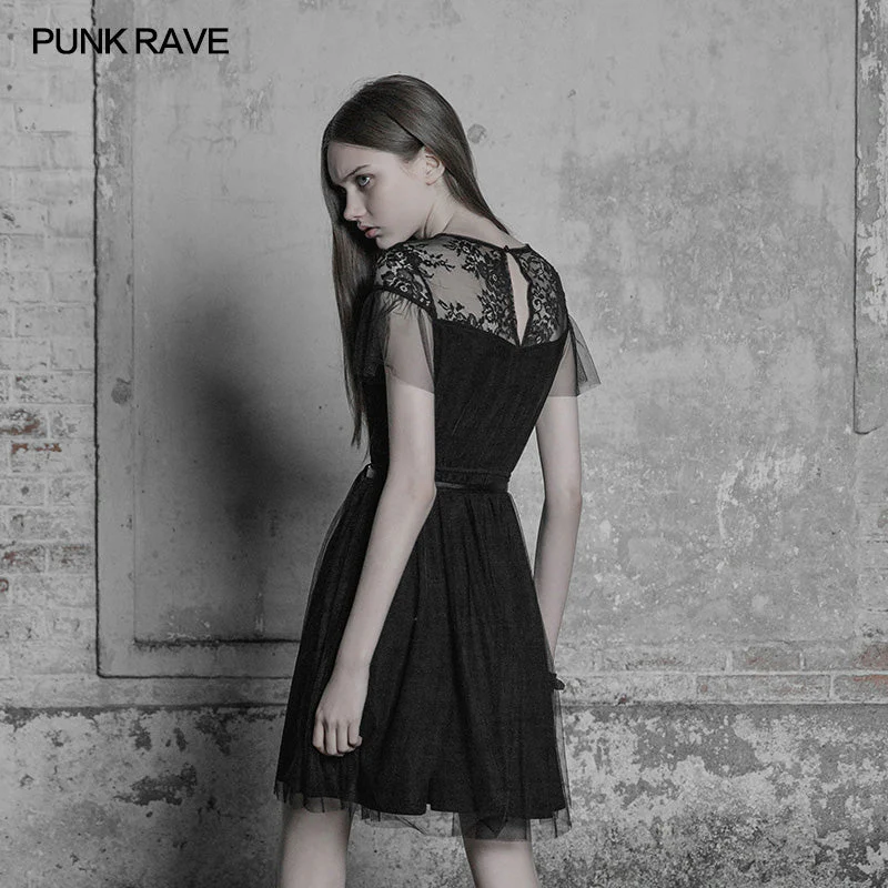 OPQ-381 The black Swan Fairy Lace Mesh Dress - Image 3