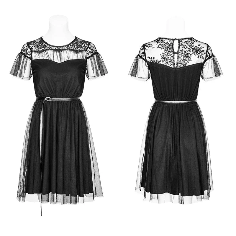 OPQ-381 The black Swan Fairy Lace Mesh Dress - Image 4