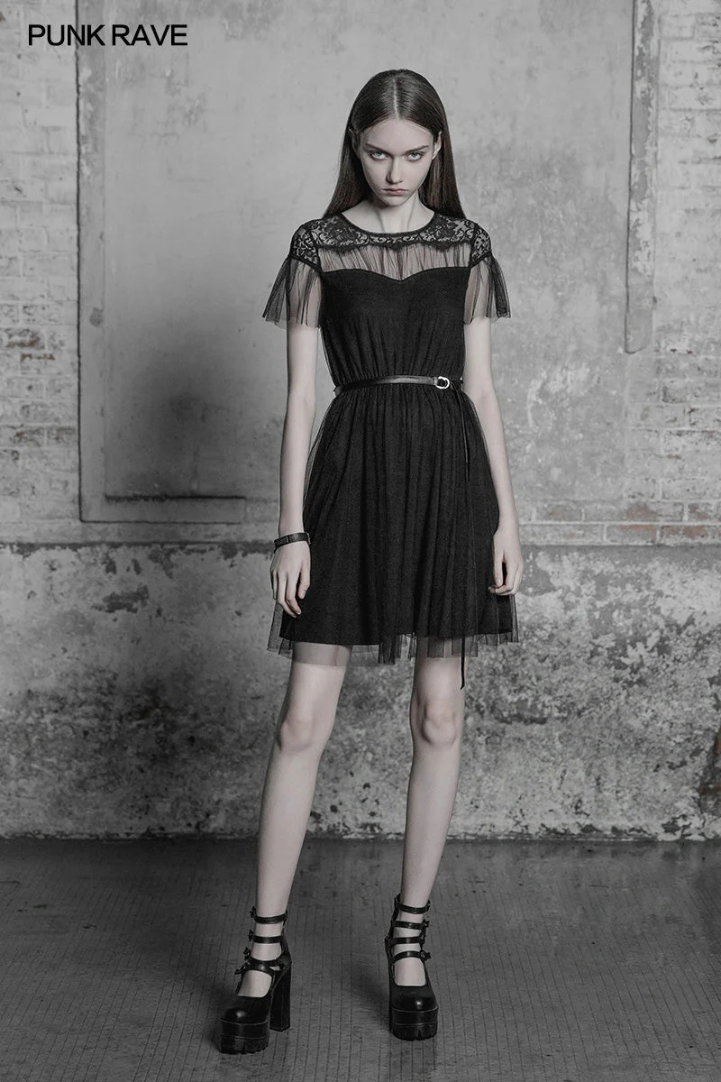 OPQ-381 The black Swan Fairy Lace Mesh Dress - Image 6